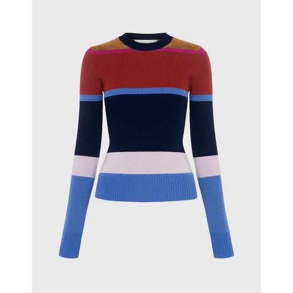 Derek Lam 10 Crosby Striped Colorblock Sweater Womens Small Wool Knit - Picture 2 of 15